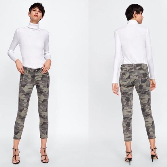 ZARA Z1975 CAMOUFLAGE SKINNY JEANS SIZE 2 - Picture 1 of 15
